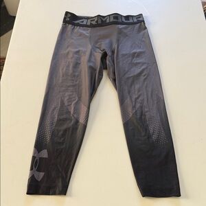 Shiny Men’s Under Armour Charcoal and Black Athletic Leggings M